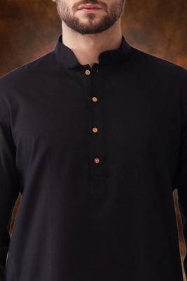 Men's cotton blend black dhoti kurta set 4