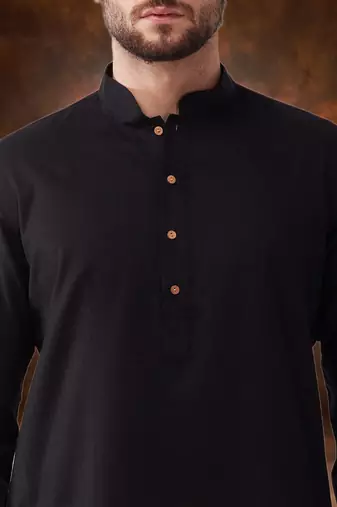 Men's cotton blend black dhoti kurta set