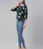 green floral georgette women's  styles western top