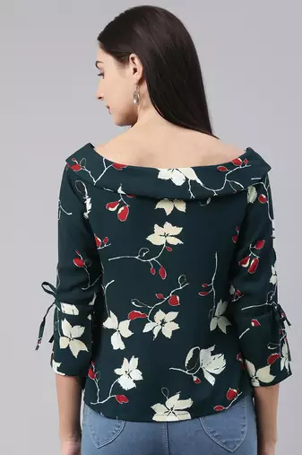 green floral georgette women's  styles western top