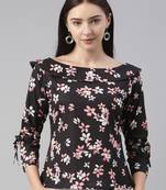 black floral georgette women's  styles western top