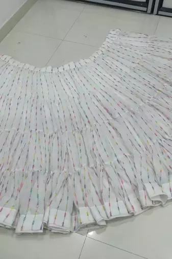 SPLENDID WHITE SEQUINS EMBROIDERED GEORGETTE FOR FESTIVALS SPECIAL LEHENGA