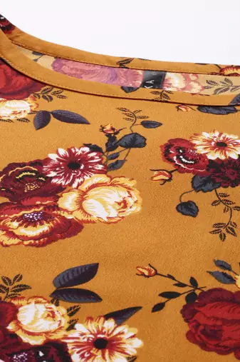 brown floral georgette women's  styles western top