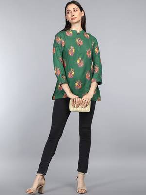 green floral cotton women's  styles western top 1