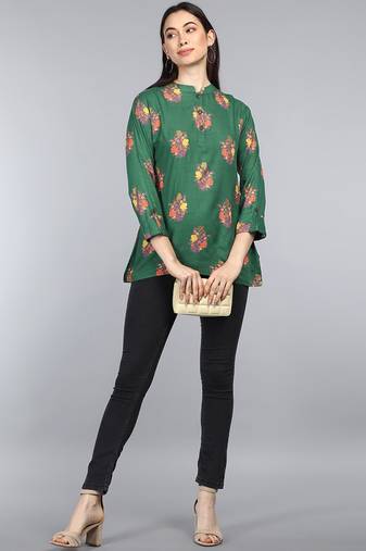 green floral cotton women's  styles western top