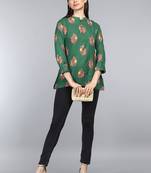 green floral cotton women's  styles western top