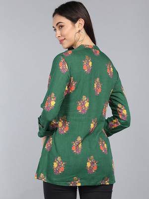 green floral cotton women's  styles western top 4