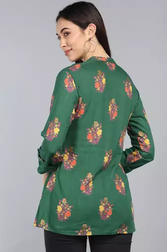 green floral cotton women's  styles western top