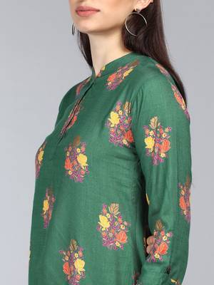 green floral cotton women's  styles western top 5