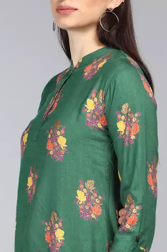 green floral cotton women's  styles western top