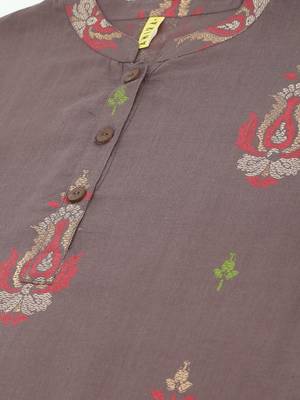 taupe ethnic motifs cotton women's  styles western top 2