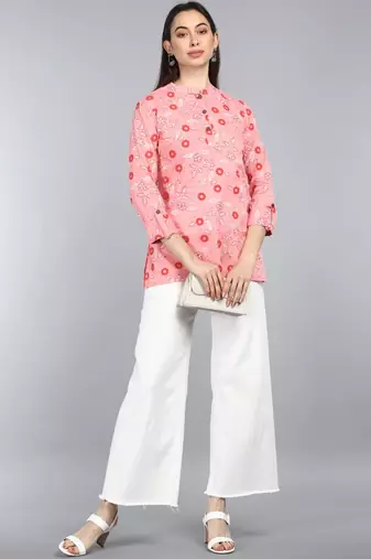 pink floral cotton women's  styles western top