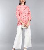 pink floral cotton women's  styles western top