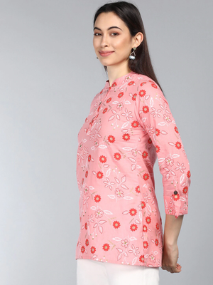 pink floral cotton women's  styles western top 3