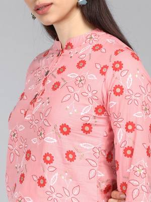 pink floral cotton women's  styles western top 5