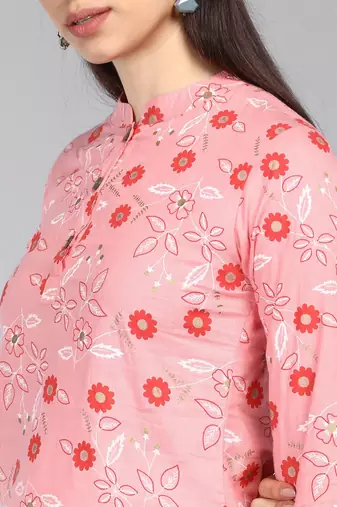 pink floral cotton women's  styles western top
