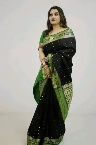 Sambhalpuri Hazara Booti Satin Saree with Blouse Piece