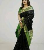 Sambhalpuri Hazara Booti Satin Saree with Blouse Piece