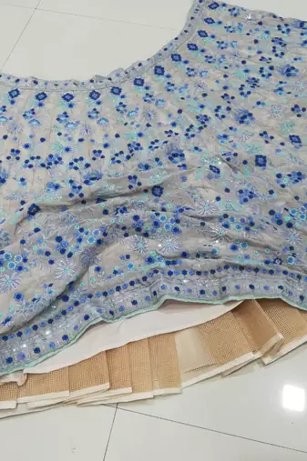 MULTI COLOR SEQUENCE WITH THREAD embroidered FAUX GEORGETTE LEHENGA CHOLI FOR WEDDING