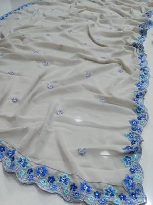 MULTI COLOR SEQUENCE WITH THREAD embroidered FAUX GEORGETTE LEHENGA CHOLI FOR WEDDING 5