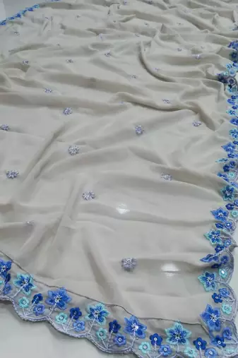 MULTI COLOR SEQUENCE WITH THREAD embroidered FAUX GEORGETTE LEHENGA CHOLI FOR WEDDING