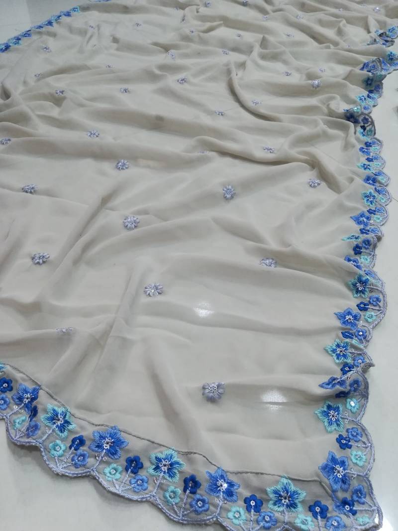 MULTI COLOR SEQUENCE WITH THREAD embroidered FAUX GEORGETTE LEHENGA CHOLI FOR WEDDING