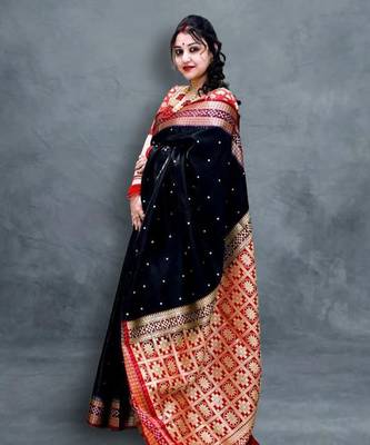  Sambhalpuri Hazara Booti Satin Saree with Blouse Piece 1