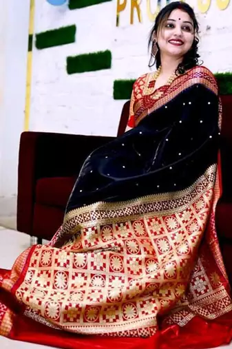  Sambhalpuri Hazara Booti Satin Saree with Blouse Piece