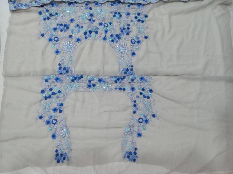 MULTI COLOR SEQUENCE WITH THREAD embroidered FAUX GEORGETTE LEHENGA CHOLI FOR WEDDING