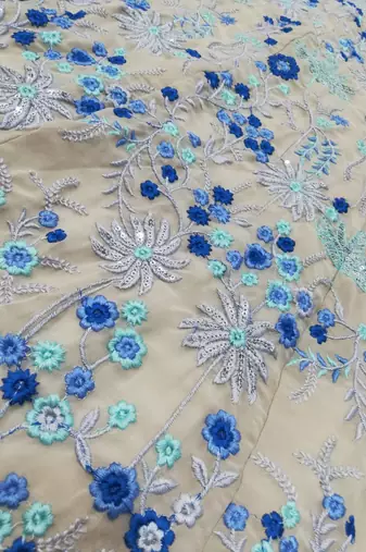 MULTI COLOR SEQUENCE WITH THREAD embroidered FAUX GEORGETTE LEHENGA CHOLI FOR WEDDING