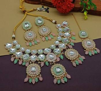  Tradtional Gold Plated Bridal Kundan Choker Wedding Earring Necklace Jewellery Set 1