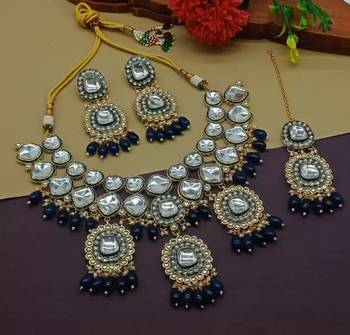  Tradtional Gold Plated Bridal Kundan Choker Wedding Earring Necklace Jewellery Set 1