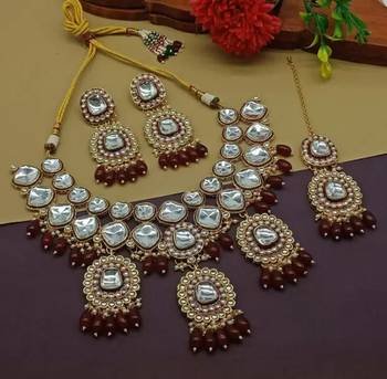  Tradtional Gold Plated Bridal Kundan Choker Wedding Earring Necklace Jewellery Set 1