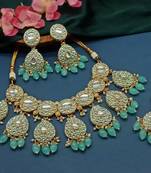  Tradtional Gold Plated Bridal Kundan Choker Wedding Earring Necklace Jewellery Set