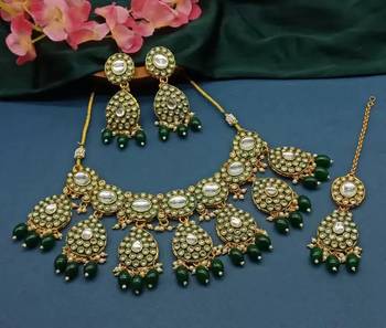  Tradtional Gold Plated Bridal Kundan Choker Wedding Earring Necklace Jewellery Set 1