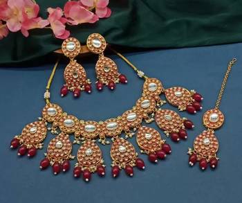  Tradtional Gold Plated Bridal Kundan Choker Wedding Earring Necklace Jewellery Set 1