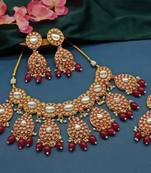  Tradtional Gold Plated Bridal Kundan Choker Wedding Earring Necklace Jewellery Set
