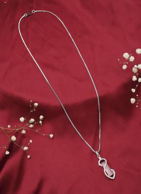 Silver Alloy American Diamond Pink Stone Necklace 2