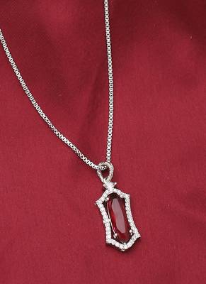 American Diamond Red Stone Necklace 1