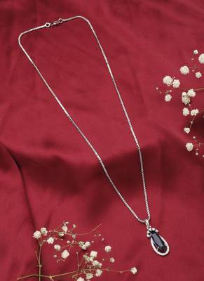 American Diamond Blue Stone Necklace 2