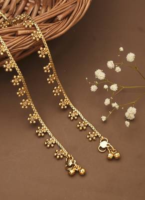 Classic Kundan Work Floral Anklets 1