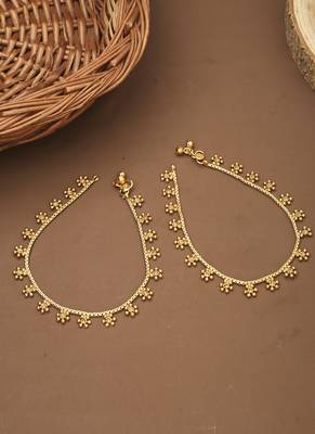 Classic Kundan Work Floral Anklets 3