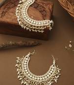 White Gold Beaded Ear Cuffs for Traditional Celebrations
