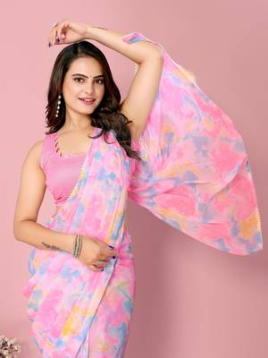 Multicolor Soft Georgette Pre-Stitched Saree with Unstitched Blouse 5