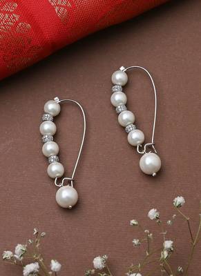 Silver Earrings With Pearl Drop 1