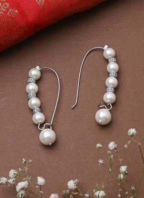 Silver Earrings With Pearl Drop 2