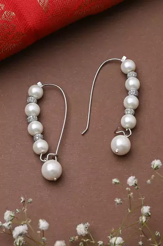 Silver Earrings With Pearl Drop