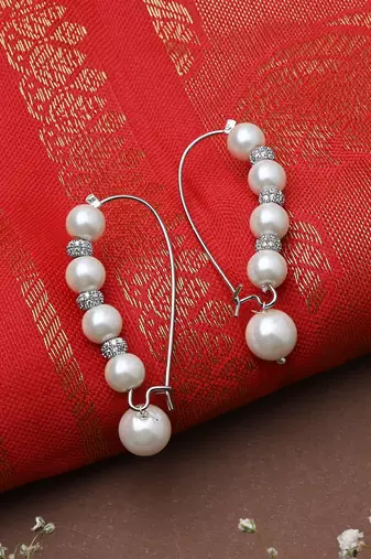 Silver Earrings With Pearl Drop