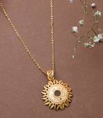 Sun Shaped Necklace With Matching Earrings