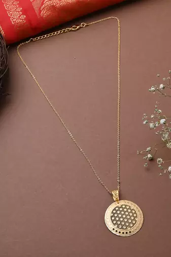 Gold Necklace Set With Round Earrings